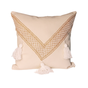 Coussin décoratif jeté classe Chic au style bohème chic, idéal pour lit, fauteuil ou canapé.